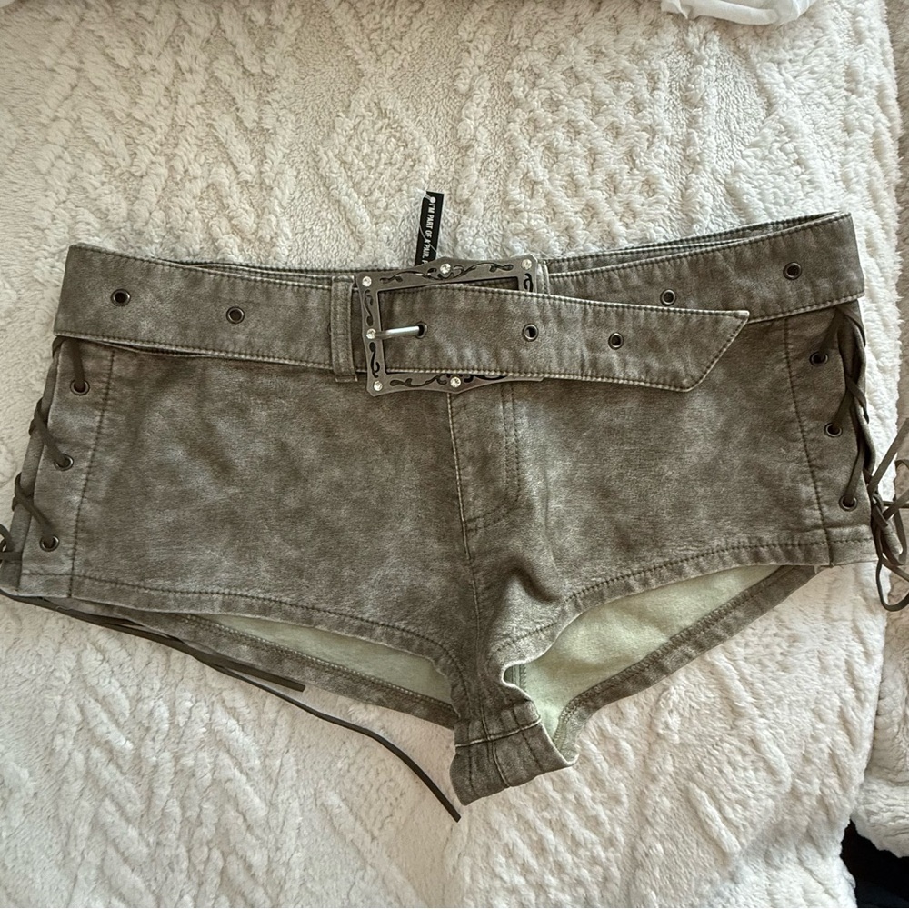 Jaded London: Steel Lace Up Shorts